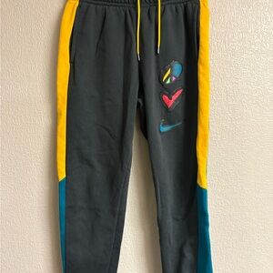 Nike Kids Black and Yellow Graphic Joggers
